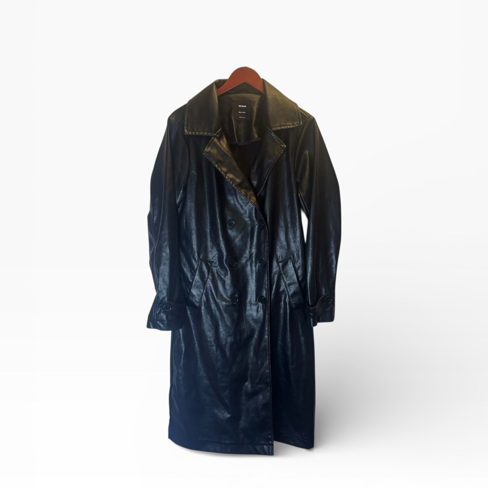 Cotton On Chicago Black Faux Leather Trench Coat | Longline